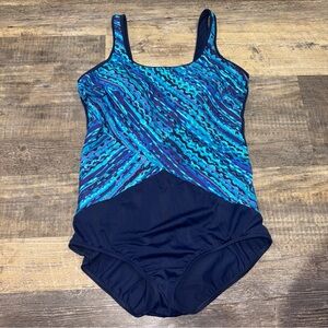 Lands’ End One Piece Bathing Suit Size 16 L No Underwire Shelf Bra